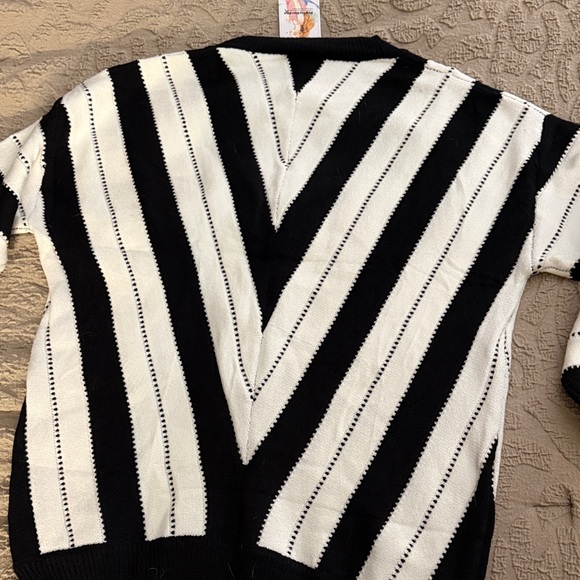 Black and White Striped Women's Sweater - Picture 5 of 5